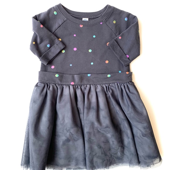 Old Navy Other - Old Navy Toddler Girl Gray Dot Tulle Sweatshirt Dress